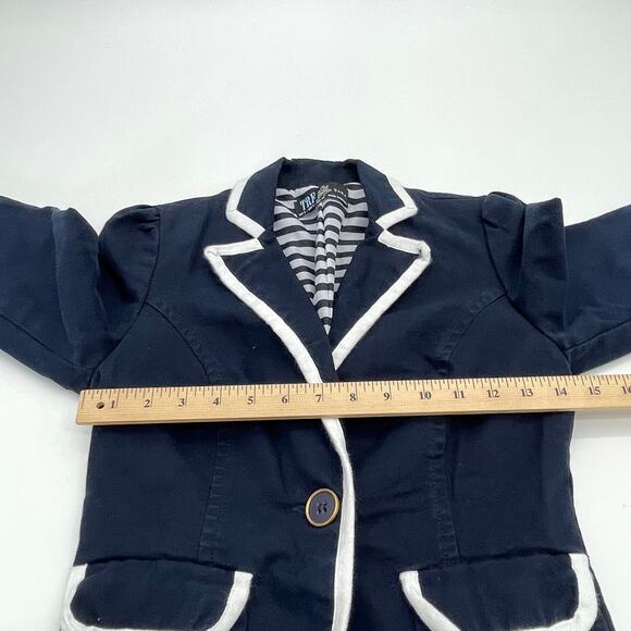 TRF ZARA Womens Preppy Blazer Jacket Size S Blue Fitted Single Button Nautical - Picture 5 of 6